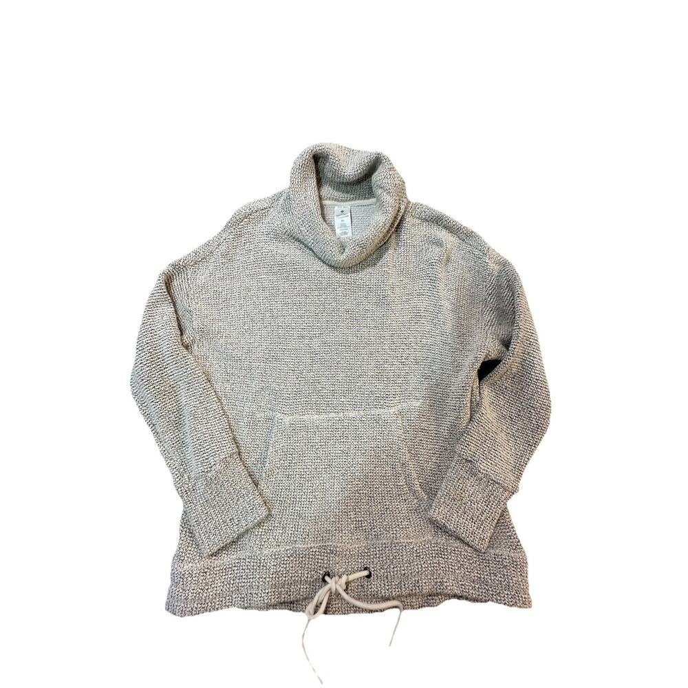 Women’s Textured Knit Crop Pullover XL Oatmeal Thumb Holes Long Sleeve